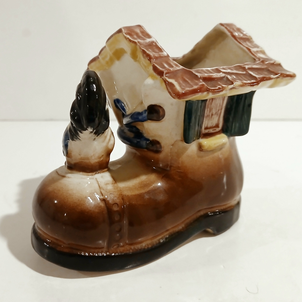 Vintage Ceramic Boot House Planter